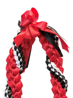 Red, Black, and White Wrap Ribbon Lei