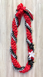 Red, Black, and White Wrap Ribbon Lei