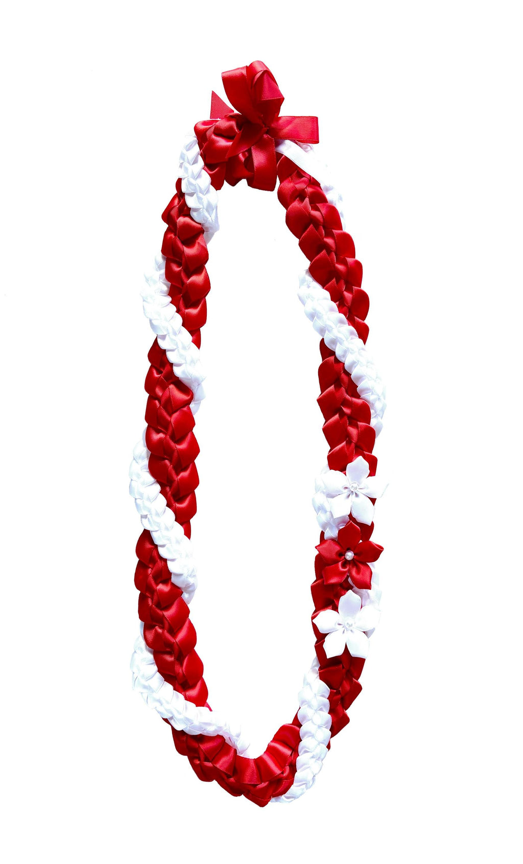 Red and White Wrap Ribbon Lei