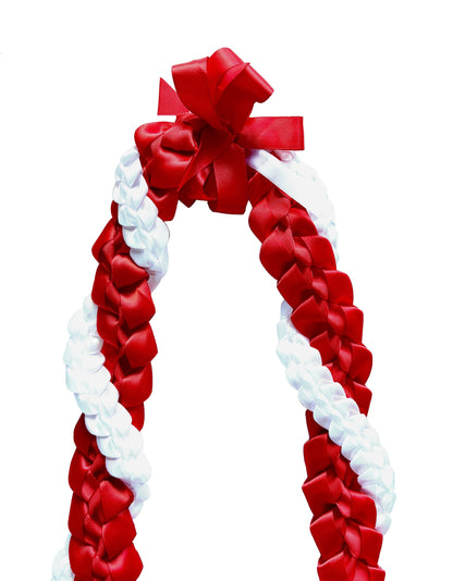 Red and White Wrap Ribbon Lei