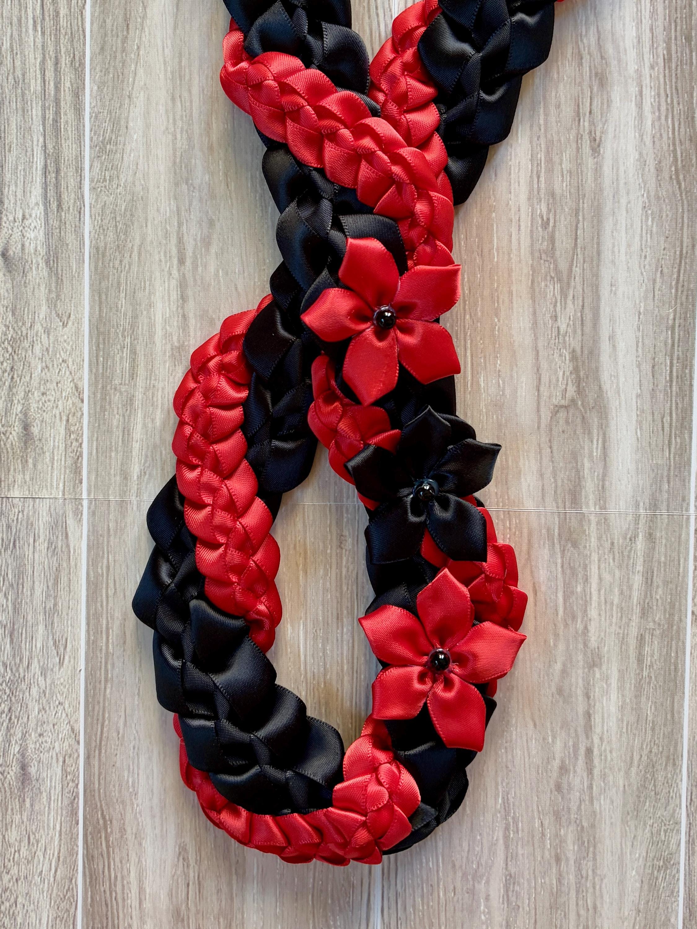 Black and Red Wrap Ribbon Lei