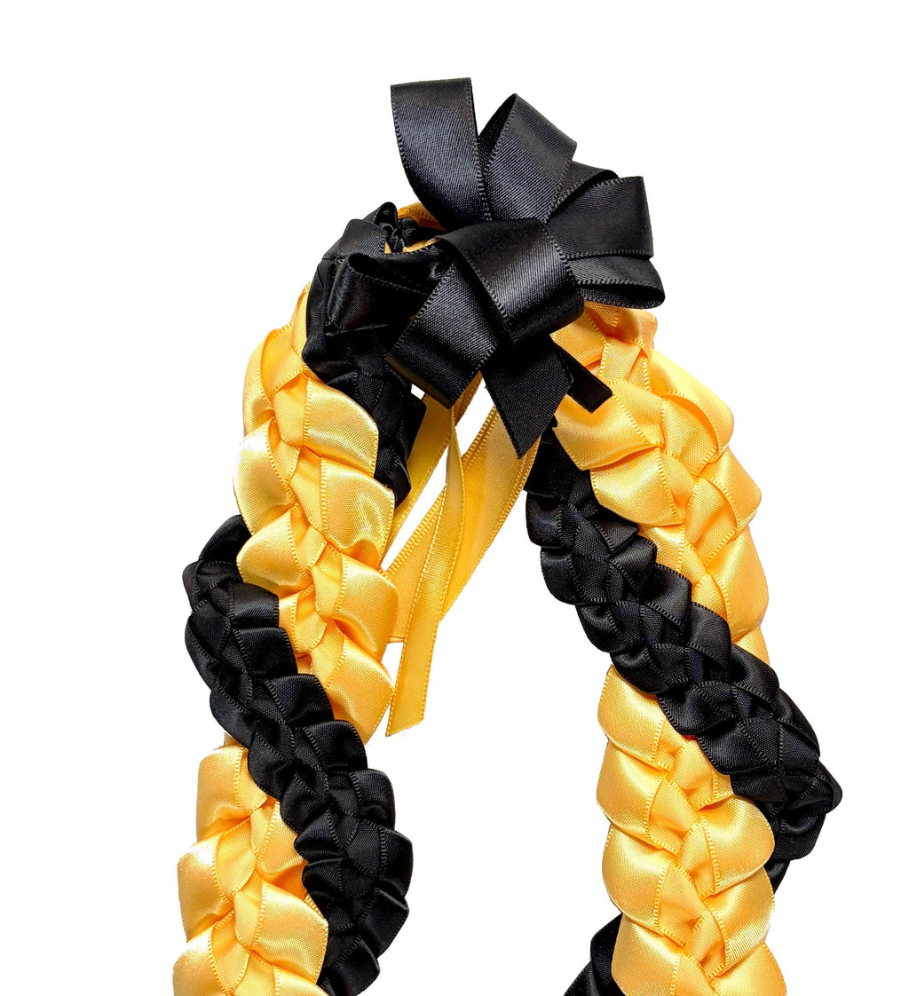 Black and Gold Wrap Ribbon Lei