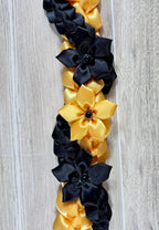 Black and Gold Wrap Ribbon Lei