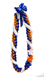Royal Blue, Orange, and White Wrap Ribbon Lei