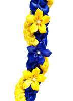 Royal Blue and Yellow Wrap Ribbon Lei