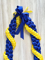 Royal Blue and Yellow Wrap Ribbon Lei