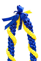 Royal Blue and Yellow Wrap Ribbon Lei