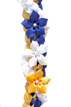 Royal Blue, Gold, and White Wrap Ribbon Lei
