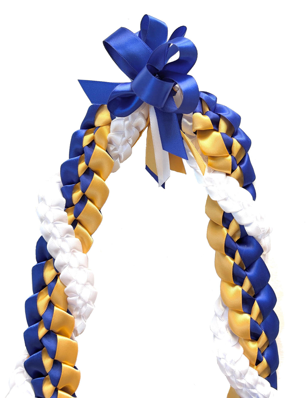 Royal Blue, Gold, and White Wrap Ribbon Lei