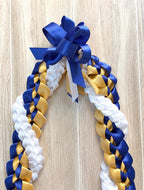 Royal Blue, Gold, and White Wrap Ribbon Lei