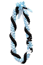 Light Blue, White, and Black Wrap Ribbon Lei