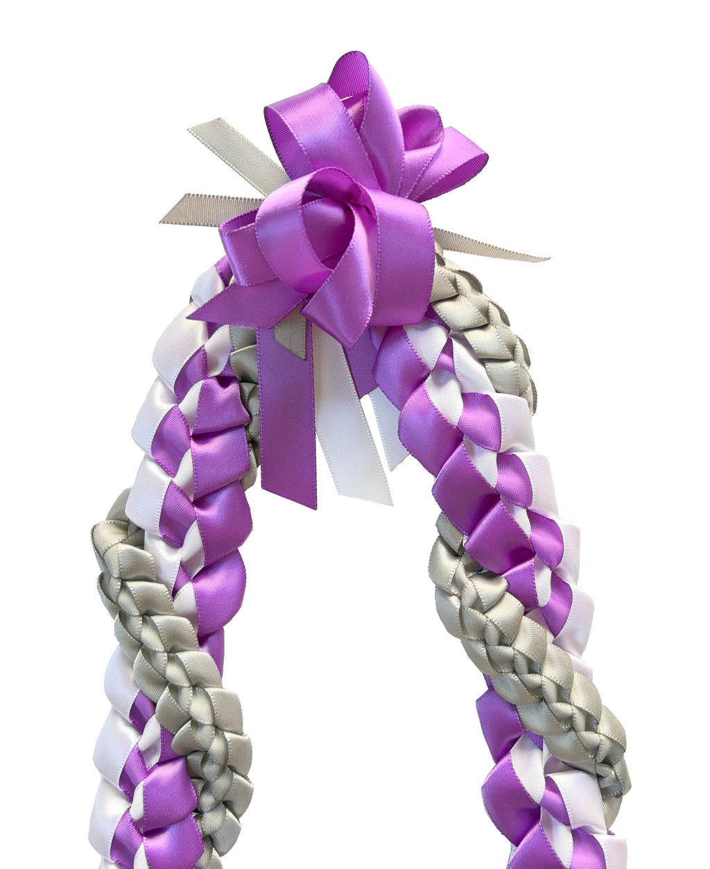 Purple, White, and Gray Wrap Ribbon Lei