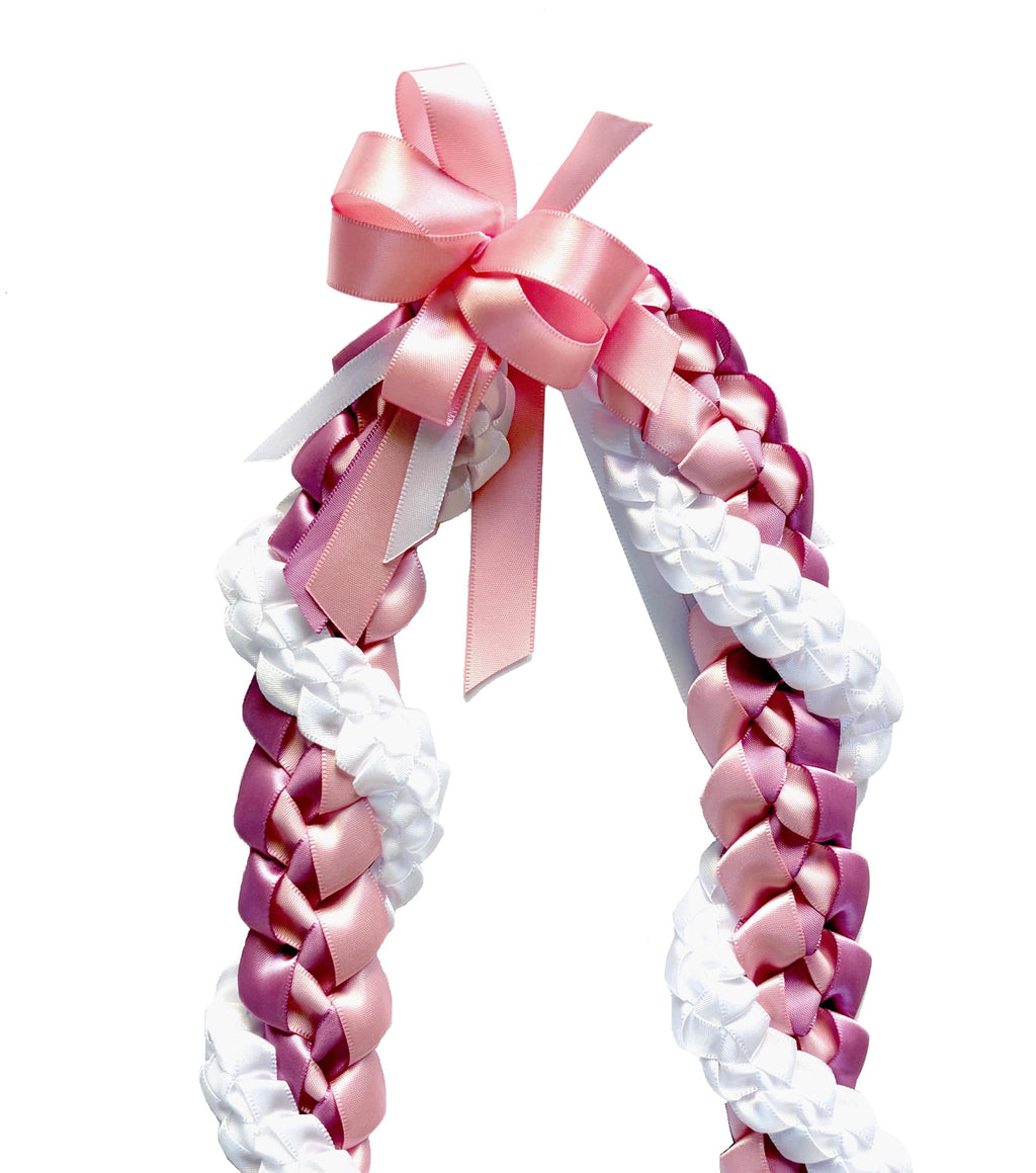 Rose, Pink, and White Wrap Ribbon Lei