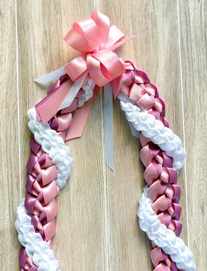 Rose, Pink, and White Wrap Ribbon Lei
