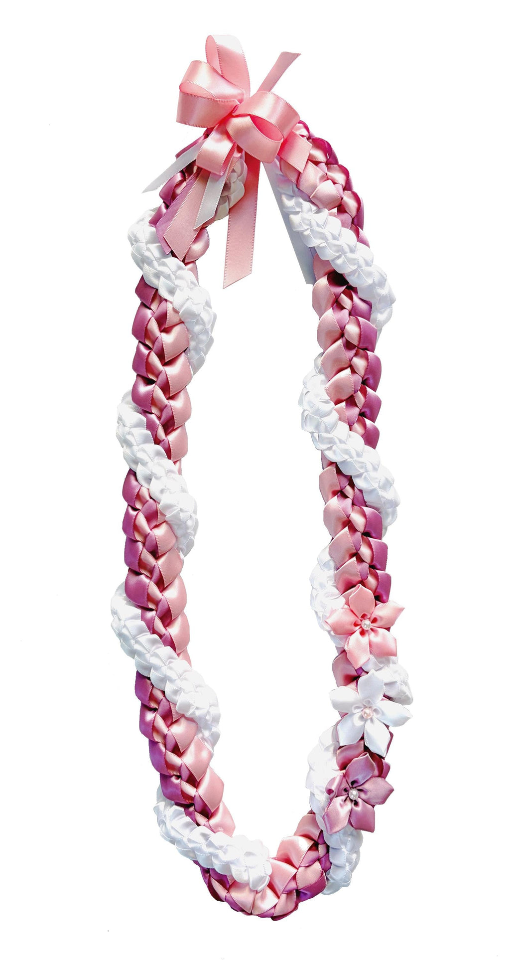 Rose, Pink, and White Wrap Ribbon Lei