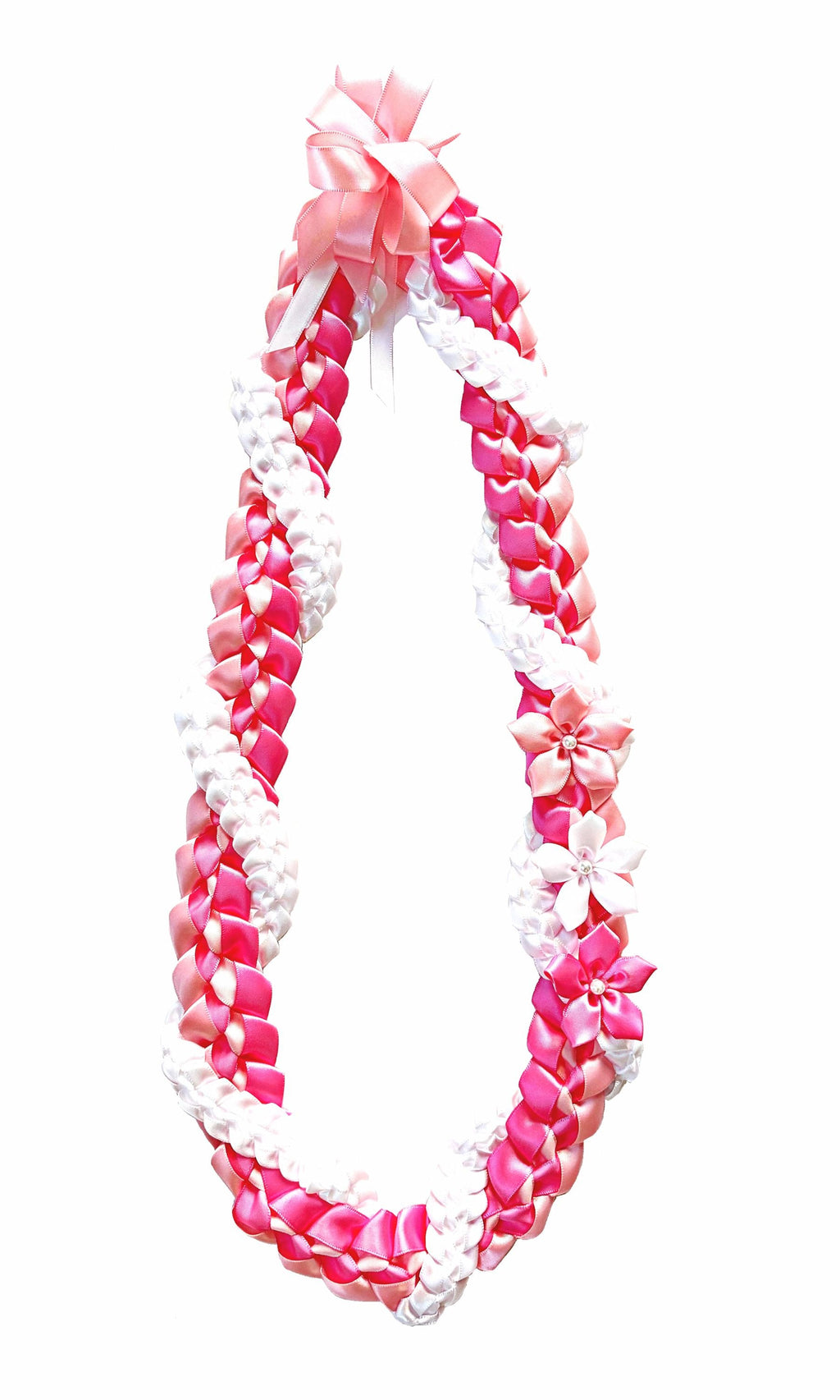 Hot Pink, Pink, and White Wrap Ribbon Lei