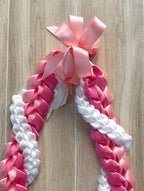 Hot Pink, Pink, and White Wrap Ribbon Lei