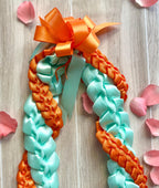 Mint and Glittery Orange Wrap Ribbon Lei