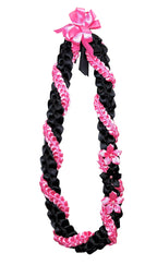 Black and Hot Pink Wrap Ribbon Lei