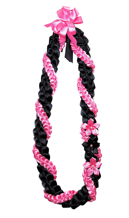 Black and Hot Pink Wrap Ribbon Lei