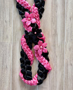 Black and Hot Pink Wrap Ribbon Lei