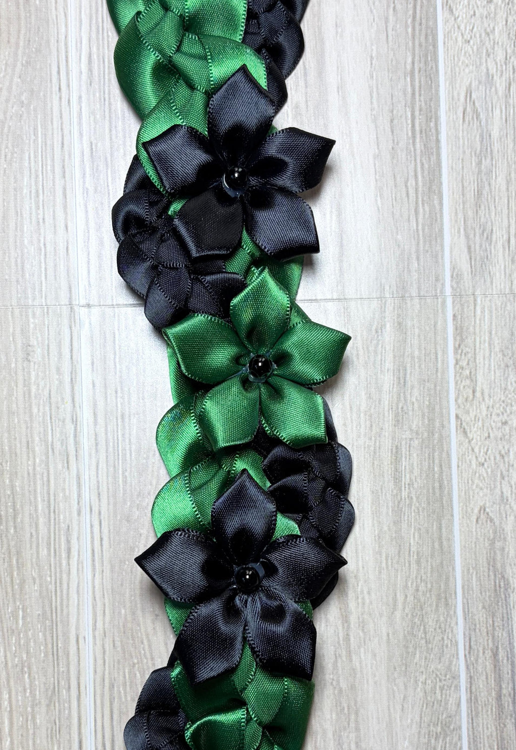 Forest Green and Black Wrap Ribbon Lei