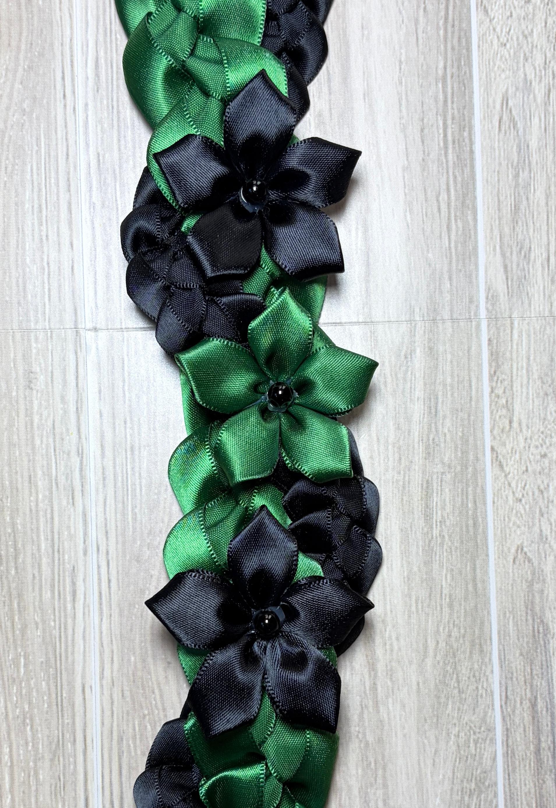 Forest Green and Black Wrap Ribbon Lei