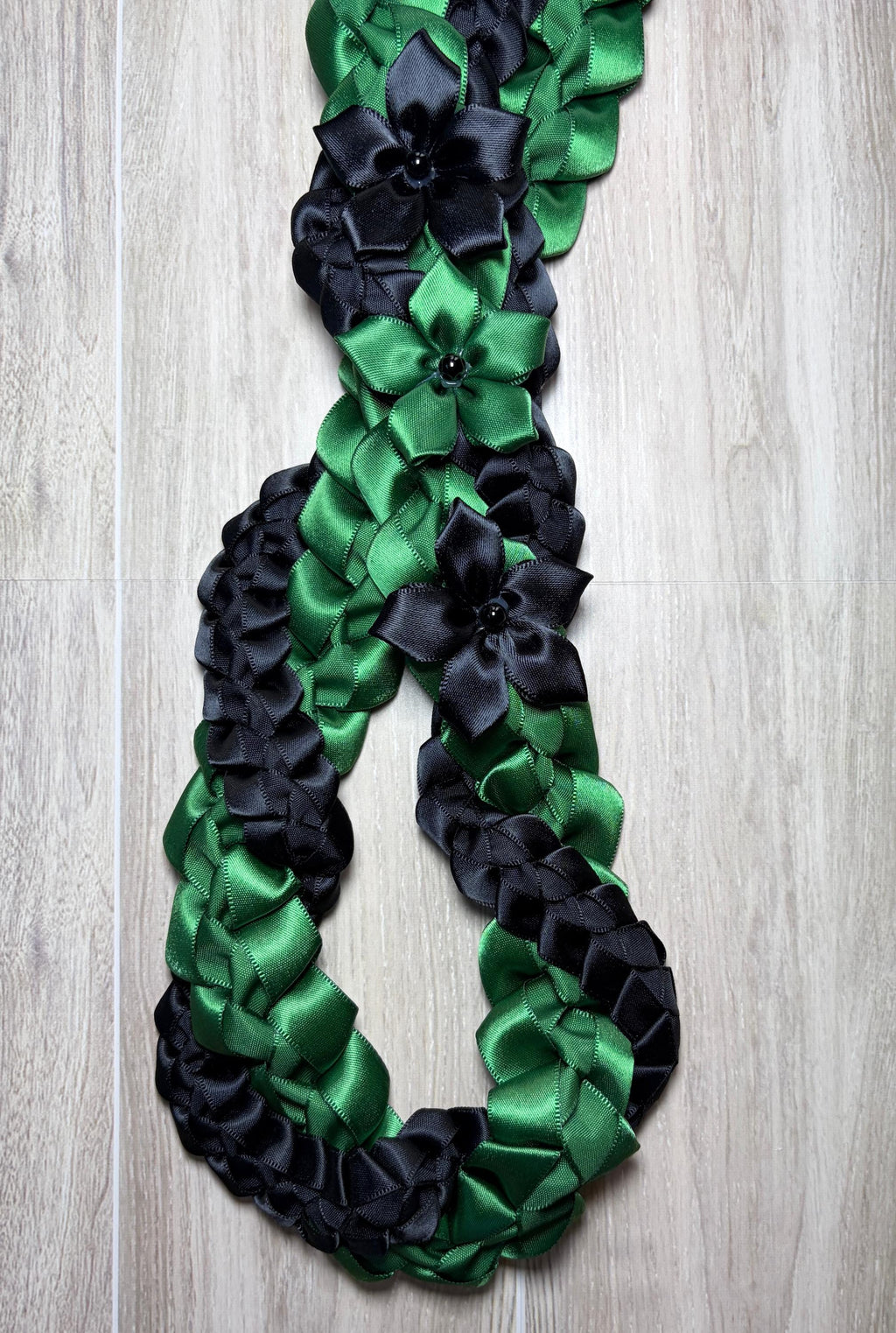 Forest Green and Black Wrap Ribbon Lei