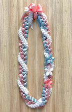 Pink, Light Blue, and White Wrap Ribbon Lei