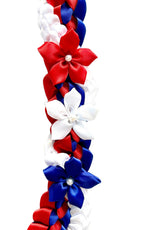 Red, Royal Blue, and White Wrap Ribbon Lei