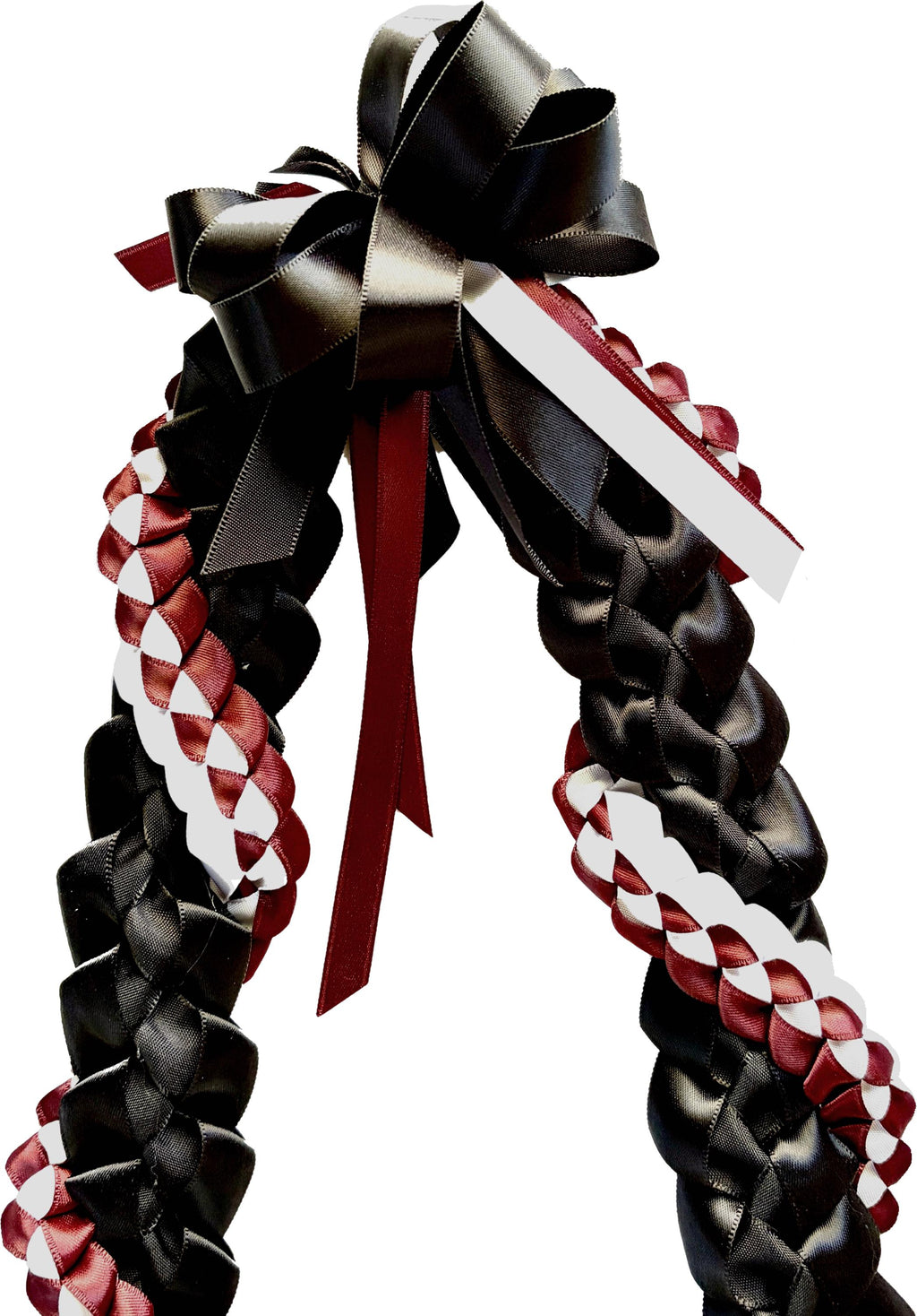 Black, Burgundy, and White Wrap Ribbon Lei