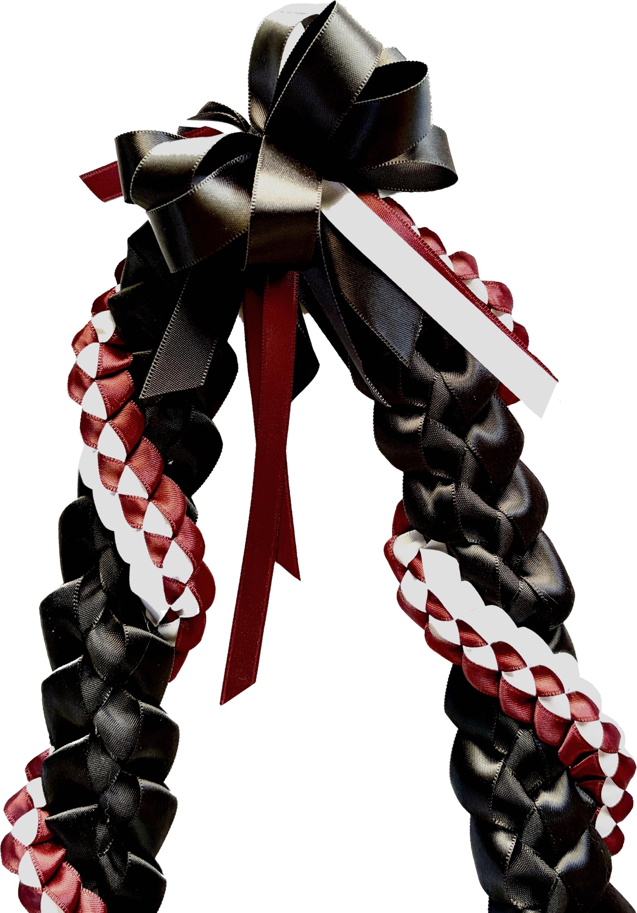 Black, Burgundy, and White Wrap Ribbon Lei