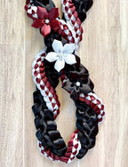Black, Burgundy, and White Wrap Ribbon Lei