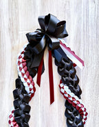 Black, Burgundy, and White Wrap Ribbon Lei