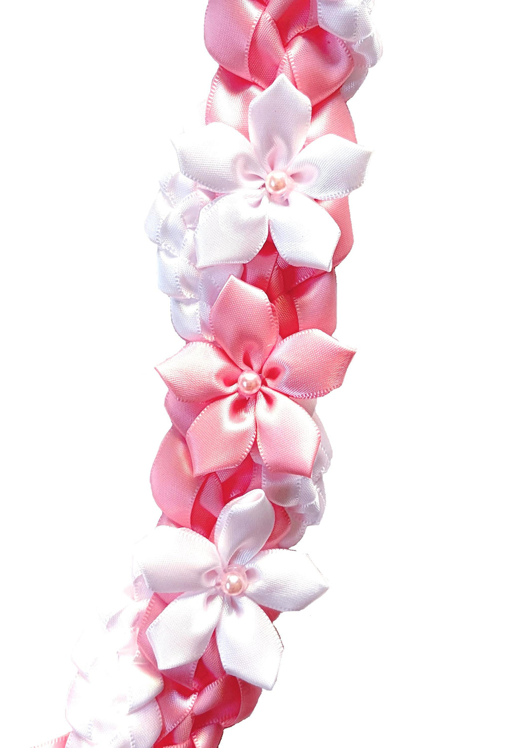 Pink and White Wrap Ribbon Lei