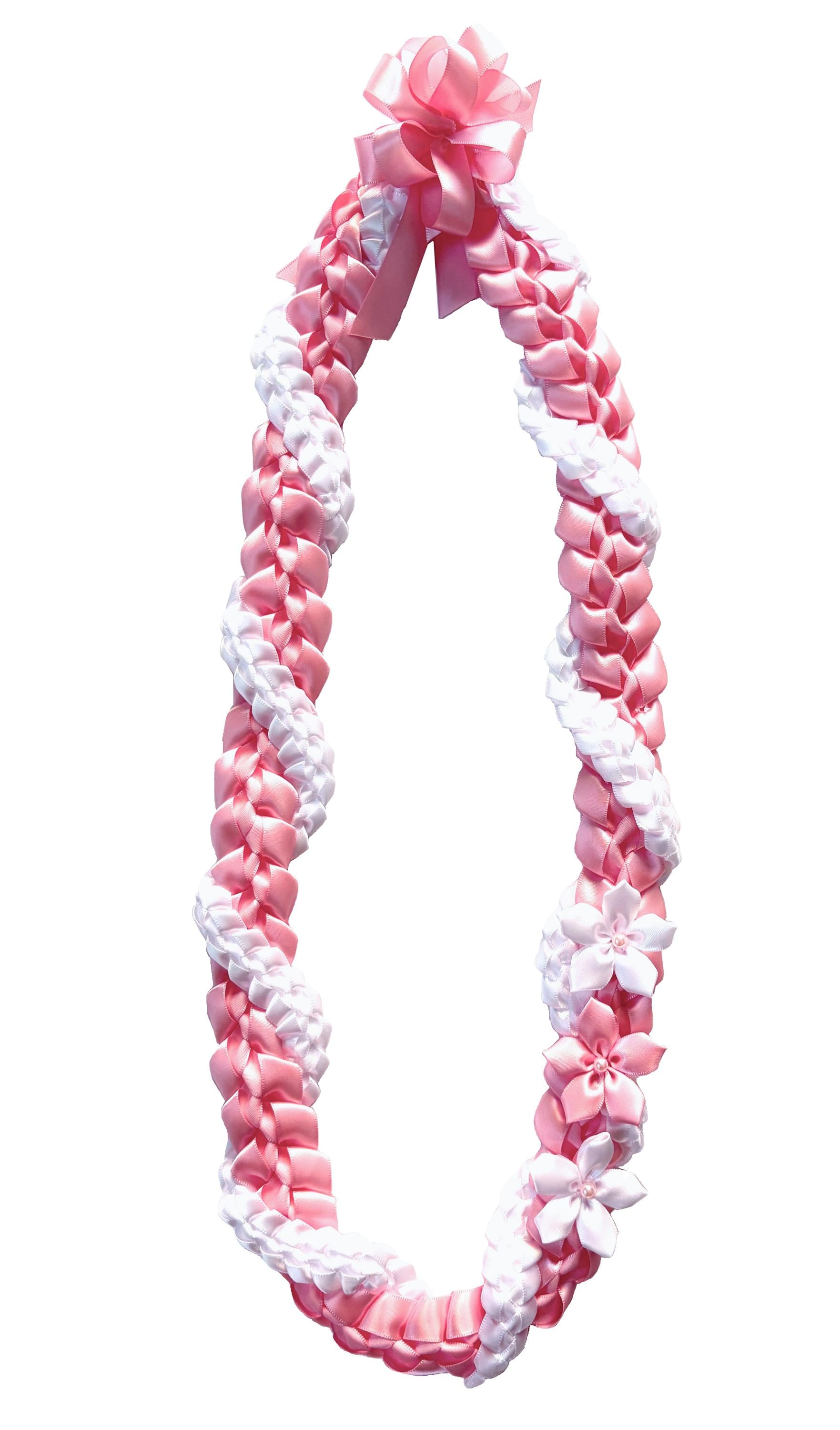 Pink and White Wrap Ribbon Lei
