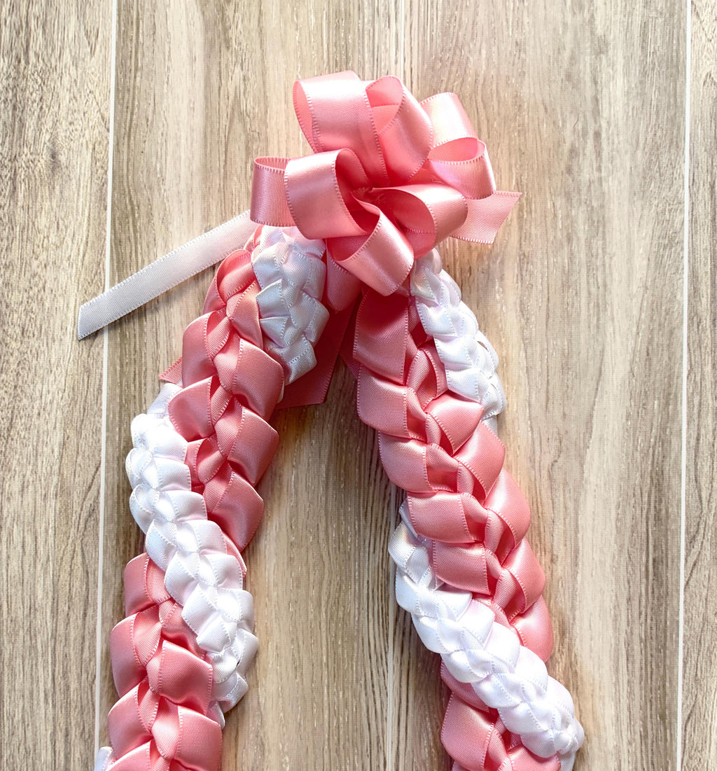 Pink and White Wrap Ribbon Lei