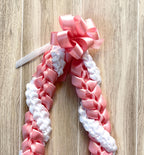 Pink and White Wrap Ribbon Lei