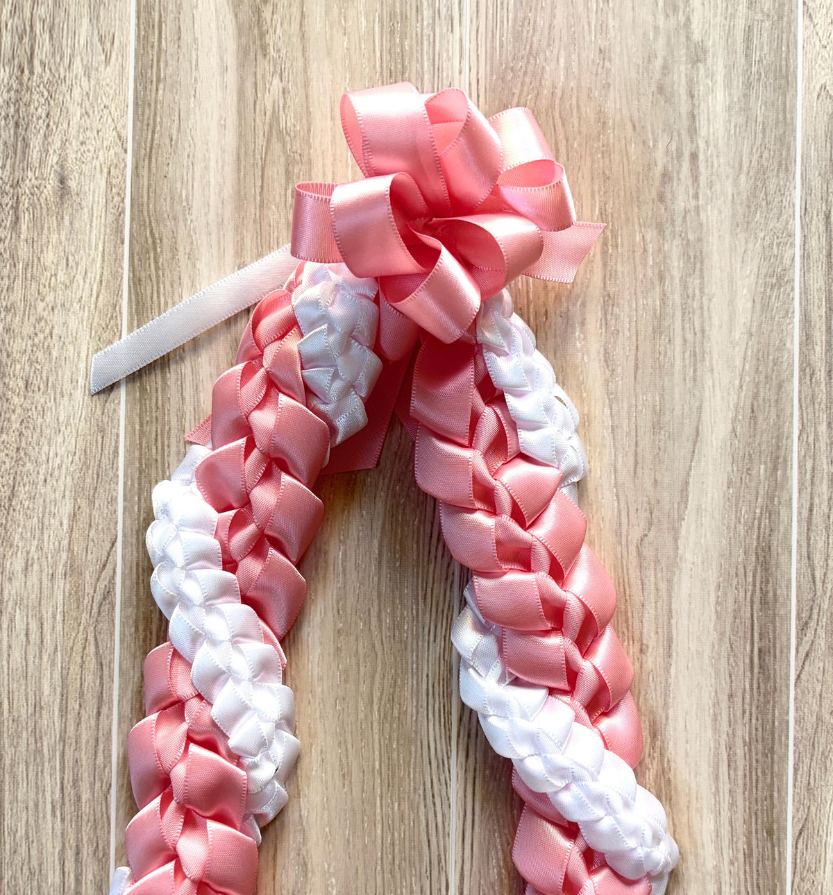 Pink and White Wrap Ribbon Lei