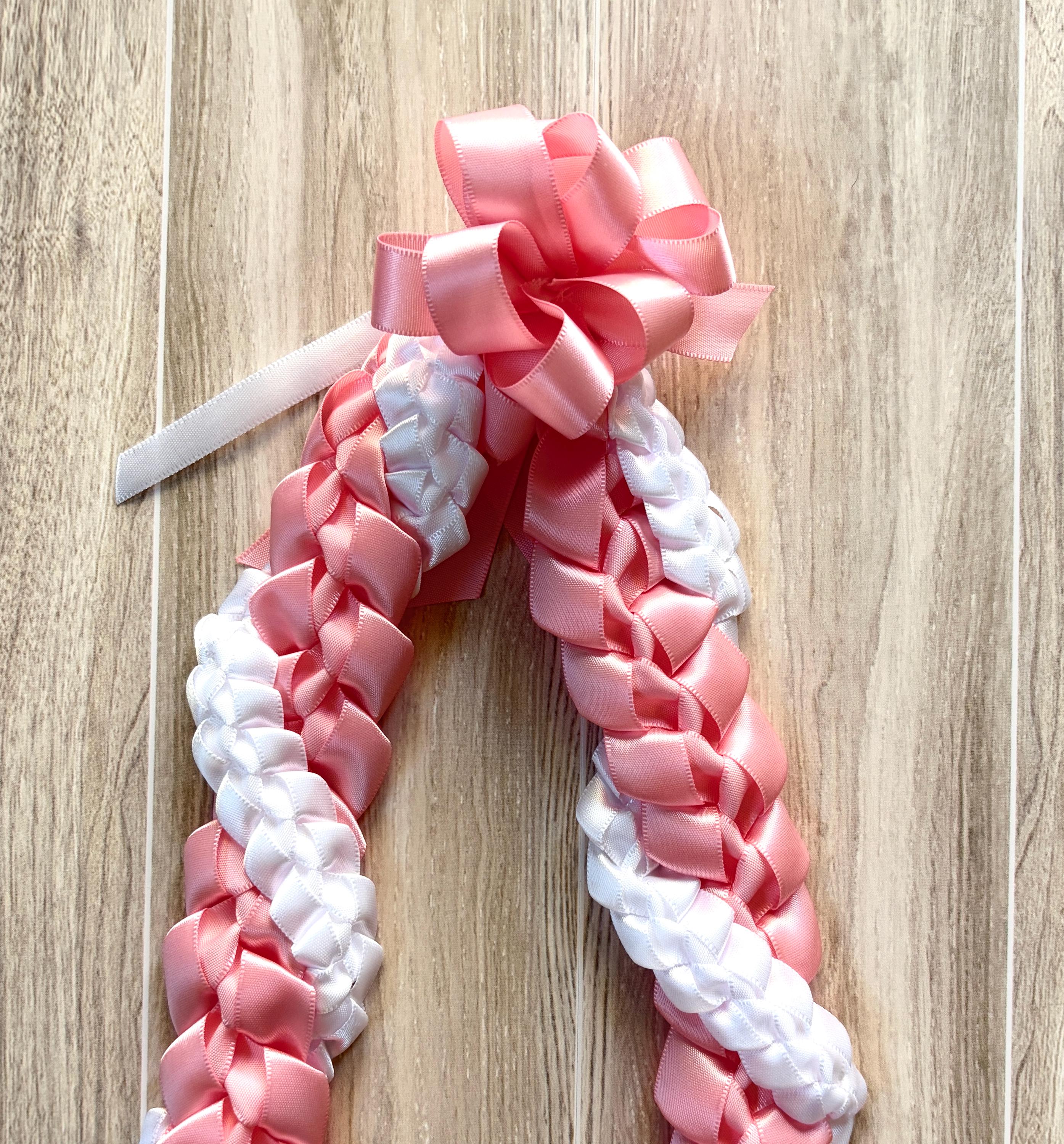Pink and White Wrap Ribbon Lei