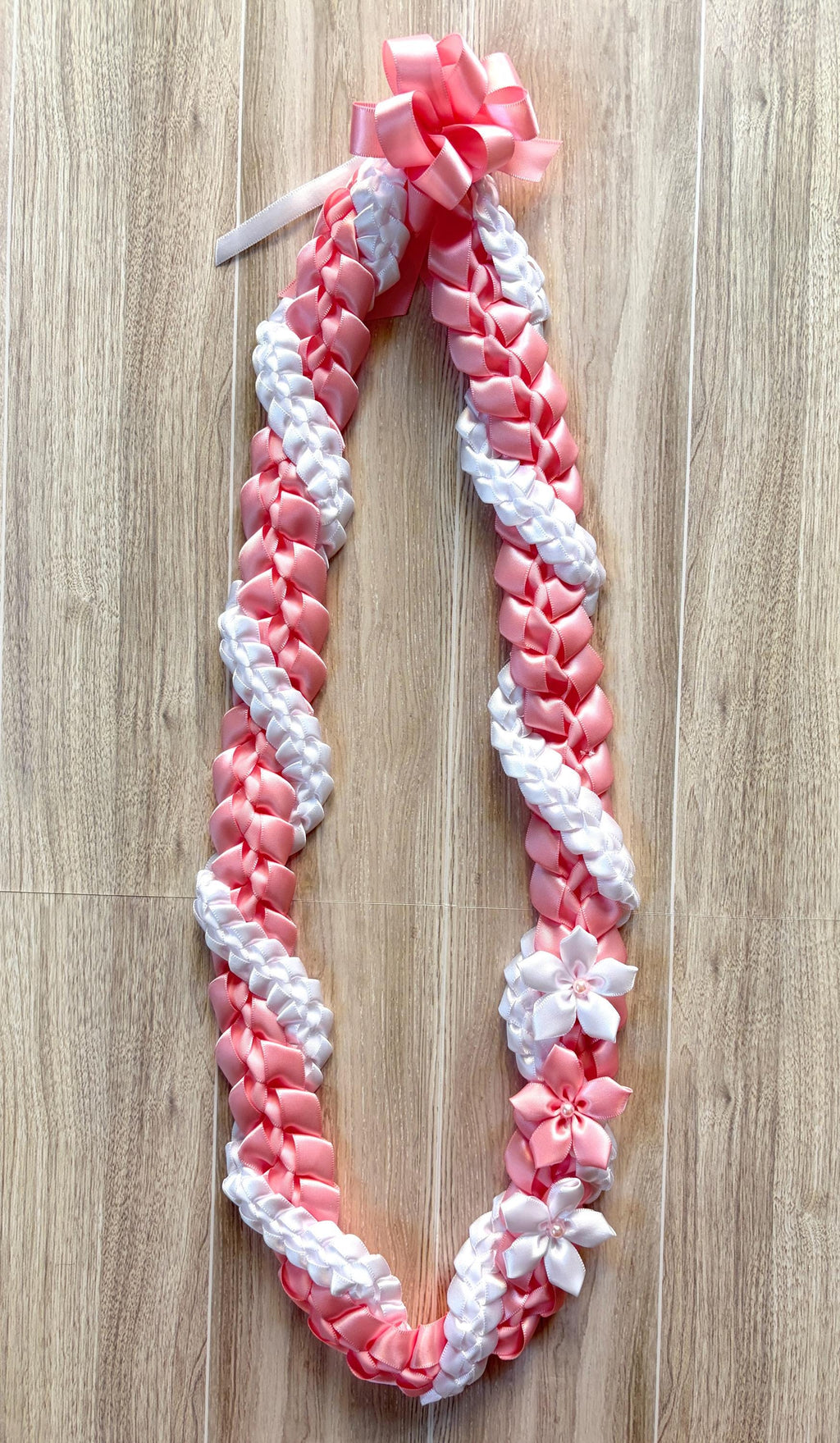 Pink and White Wrap Ribbon Lei