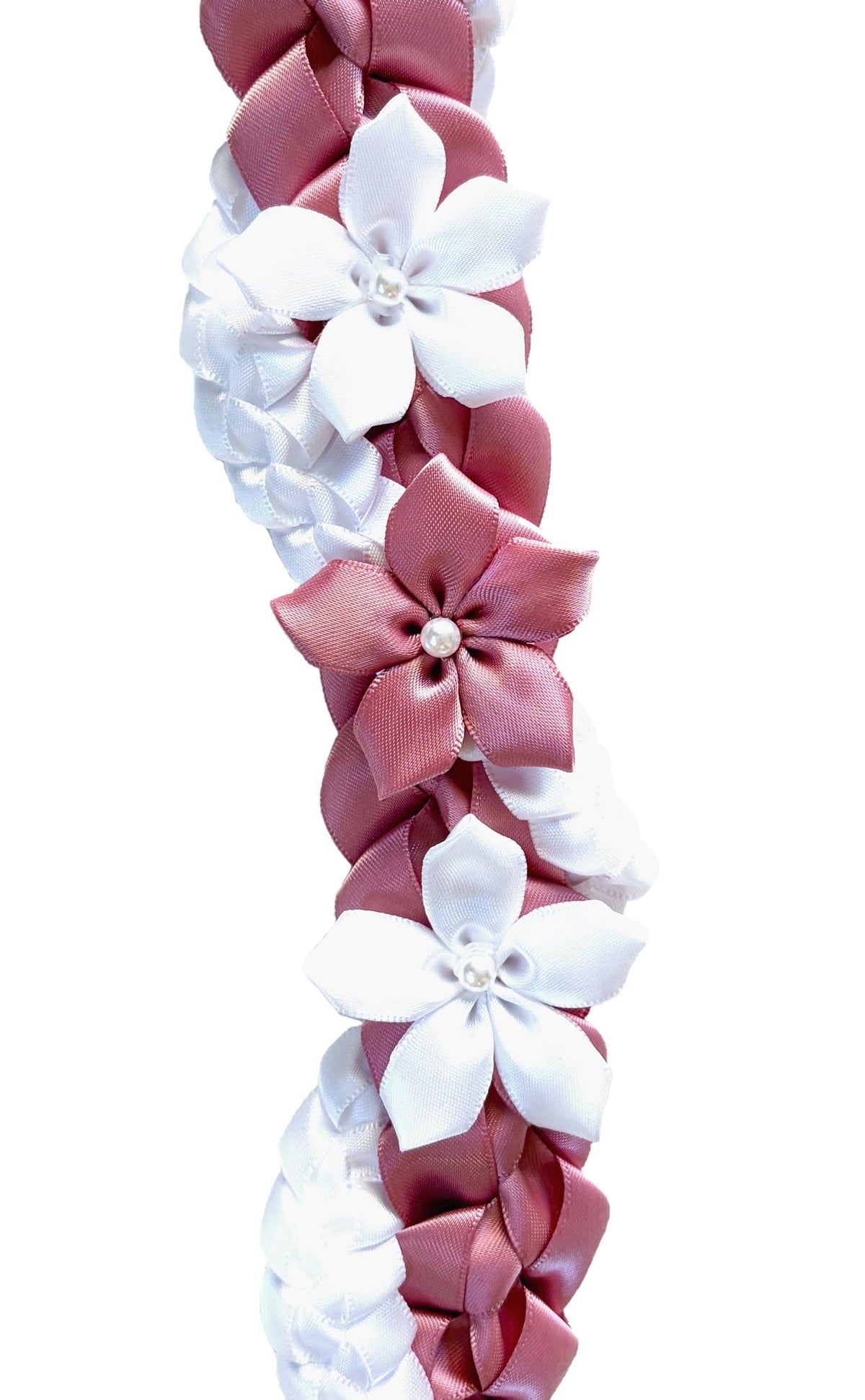 Rose and White Wrap Ribbon Lei