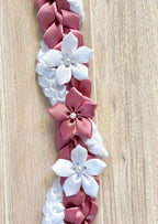 Rose and White Wrap Ribbon Lei