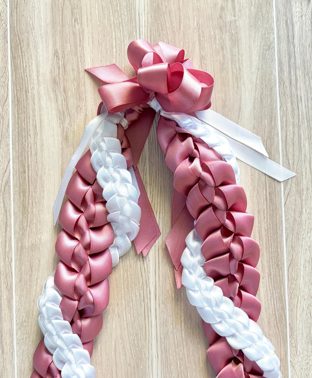 Rose and White Wrap Ribbon Lei
