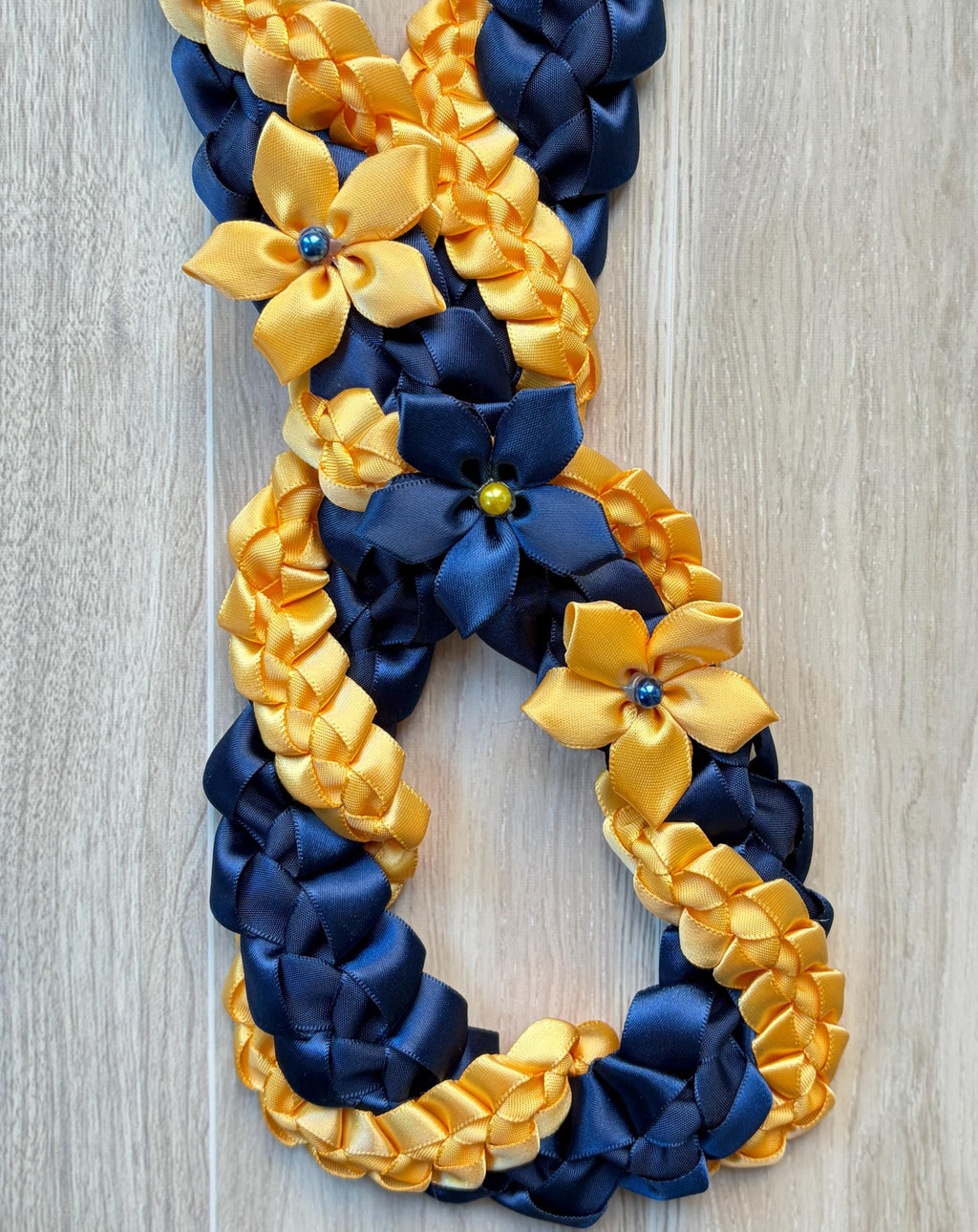 Navy Blue and Gold Wrap Ribbon Lei