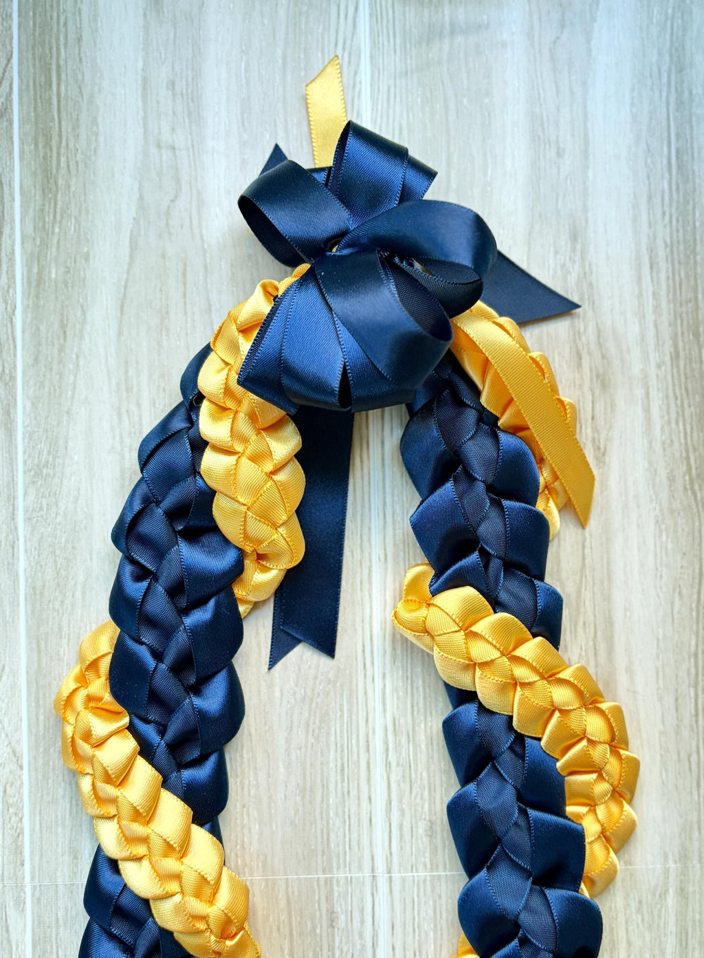 Navy Blue and Gold Wrap Ribbon Lei