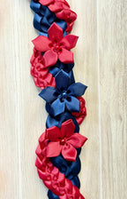 Navy Blue and Scarlet Wrap Ribbon Lei