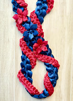 Navy Blue and Scarlet Wrap Ribbon Lei