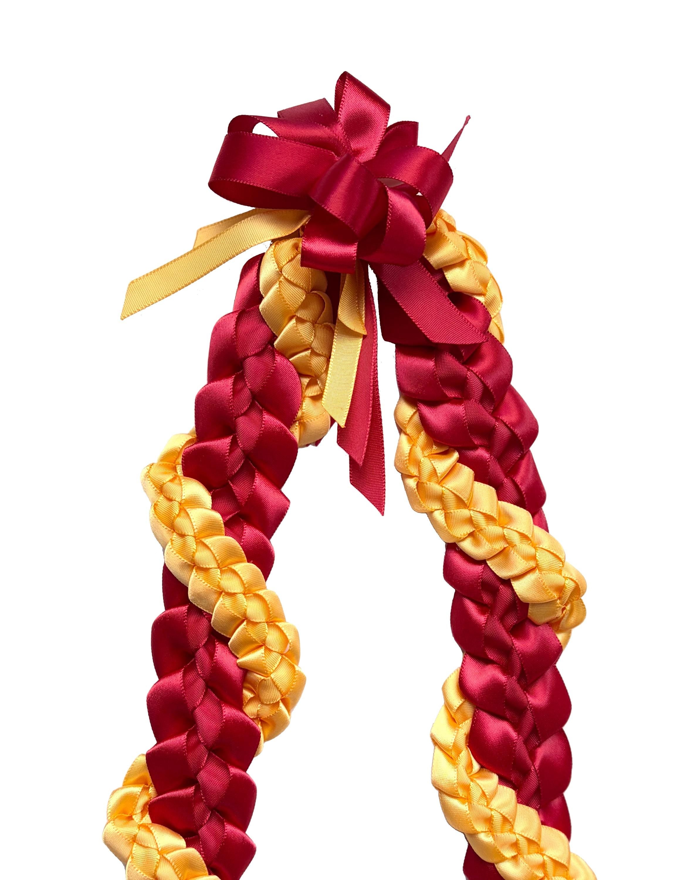 Scarlet and Gold Wrap Ribbon Lei
