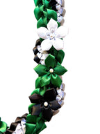Forest Green, Black, Gray and White Wrap Ribbon Lei